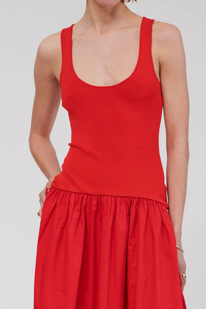NAPLES DROPWAIST MAXI DRESS -RED