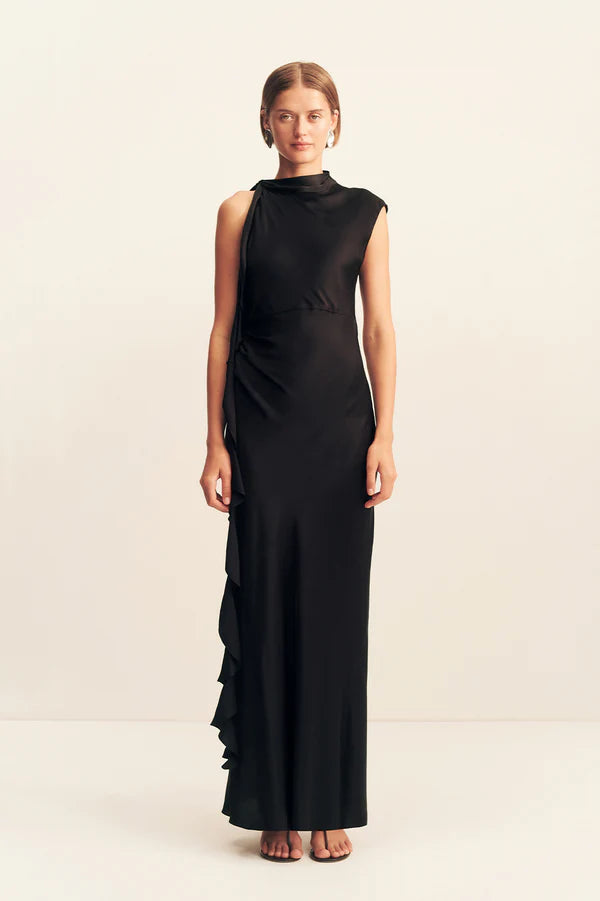 Agnes Draped Ruffle Maxi Dress