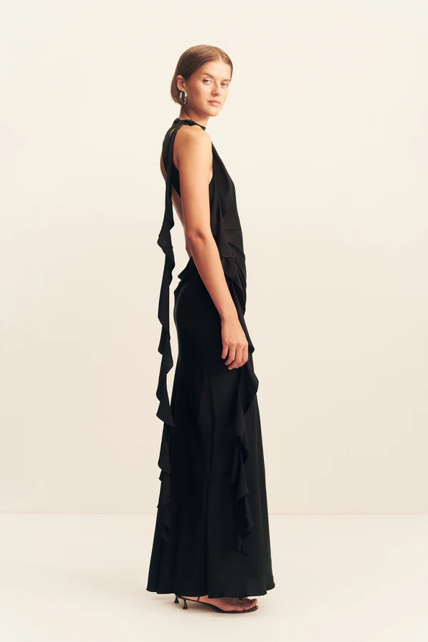 Agnes Draped Ruffle Maxi Dress