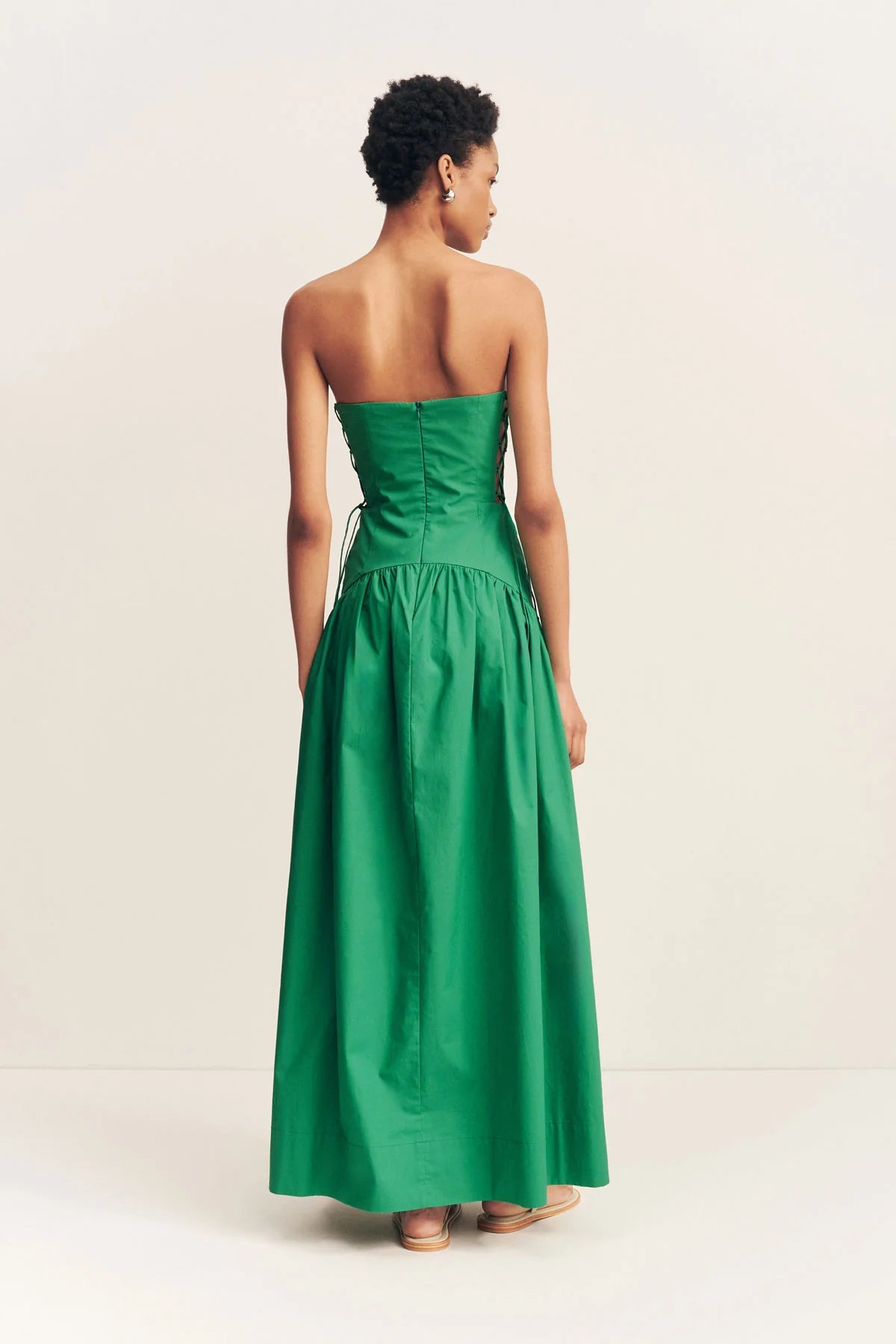 MAIORI LACE UP STRAPLESS DRESS