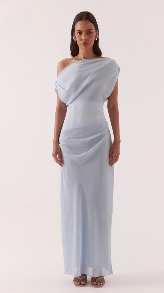 ADA OFF SHOULDER DRESS - WHISPER BLUE