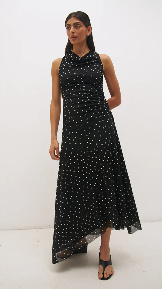Vesper Spot Dress Black Base Polka Dot