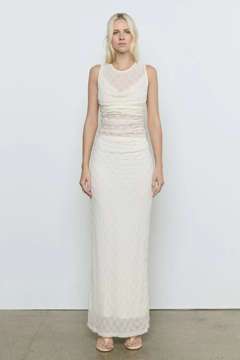 VENUS COWL MESH DRESS - CREAM