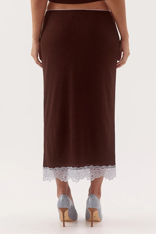 HARLOW SKIRT - CHOC/SKY