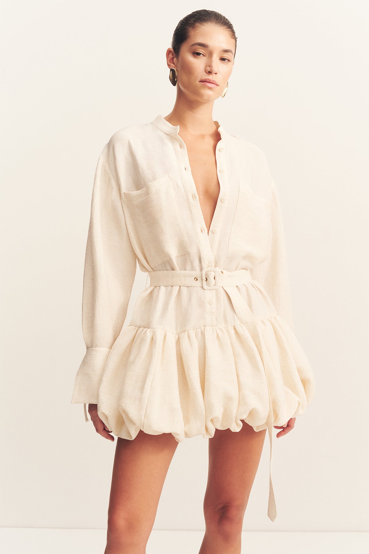 Jasper Bubble Shirt Mini Dress - Resin