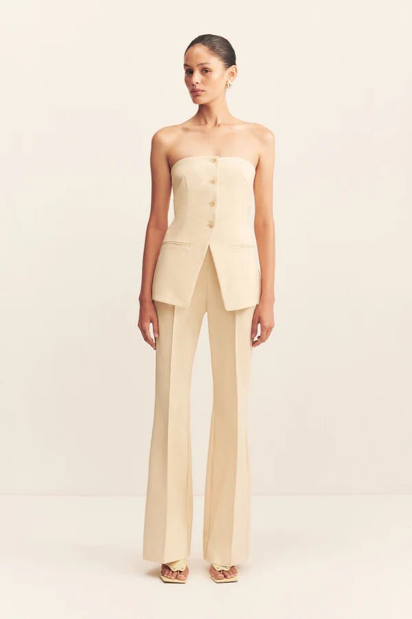 Lani Strapless Tailored Top - Rice