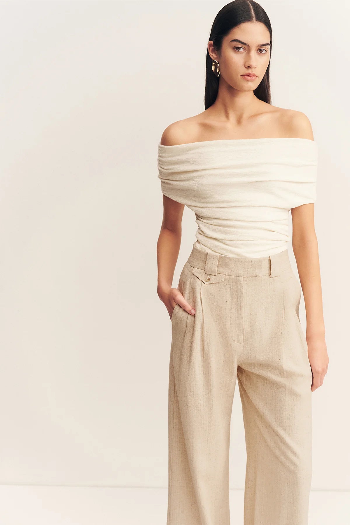 NEWMAN HIGHWASTED TAILORED PANT - PARCHMENT