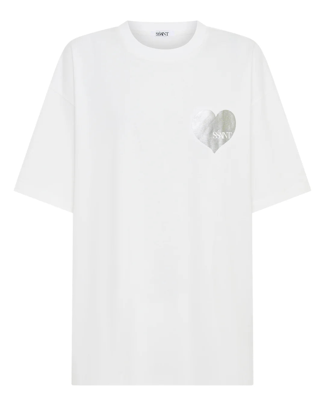 HEART TEE - WHITE & SLIVER