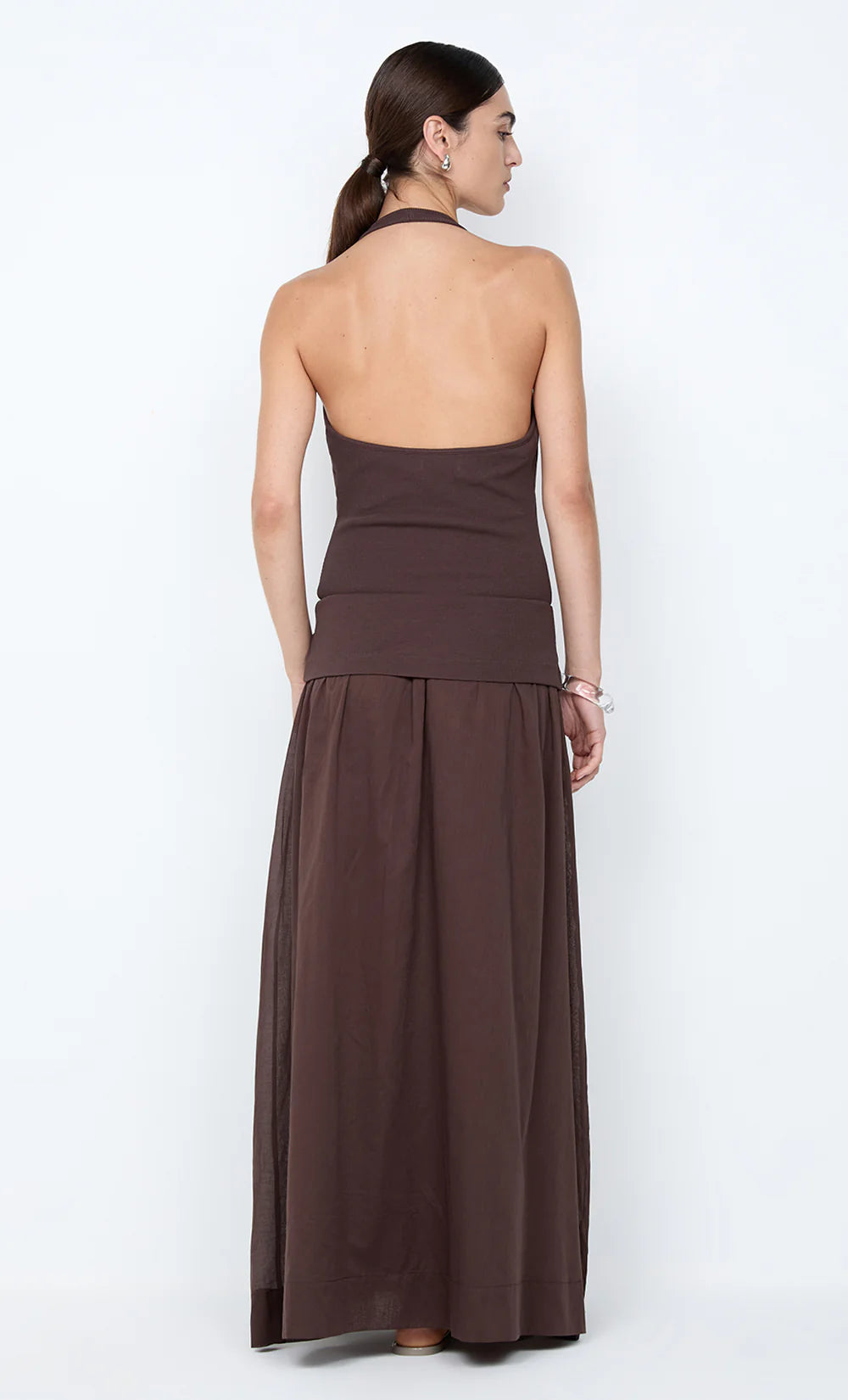 Sabrine Halter Maxi Dress - Dark Choc