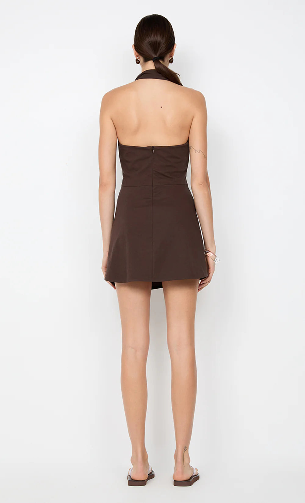 Annetta Halter Mini Dress - Dark Chocolate.