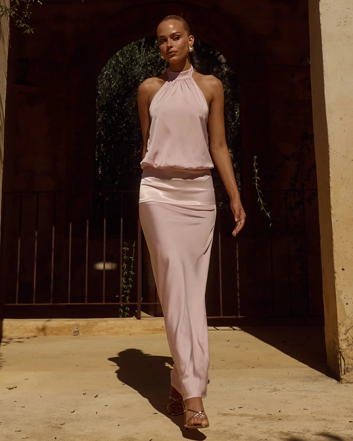 LILIETTE HALTER MAXI DRESS - PINK