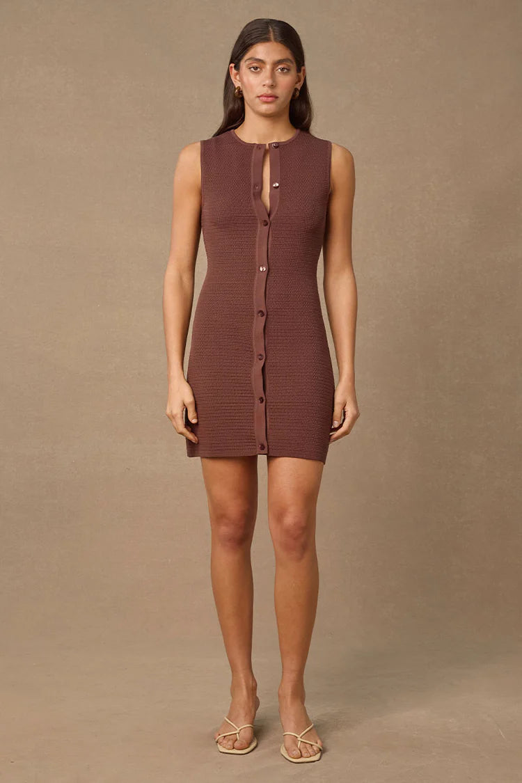 SHOAL MINI DRESS - COCOA