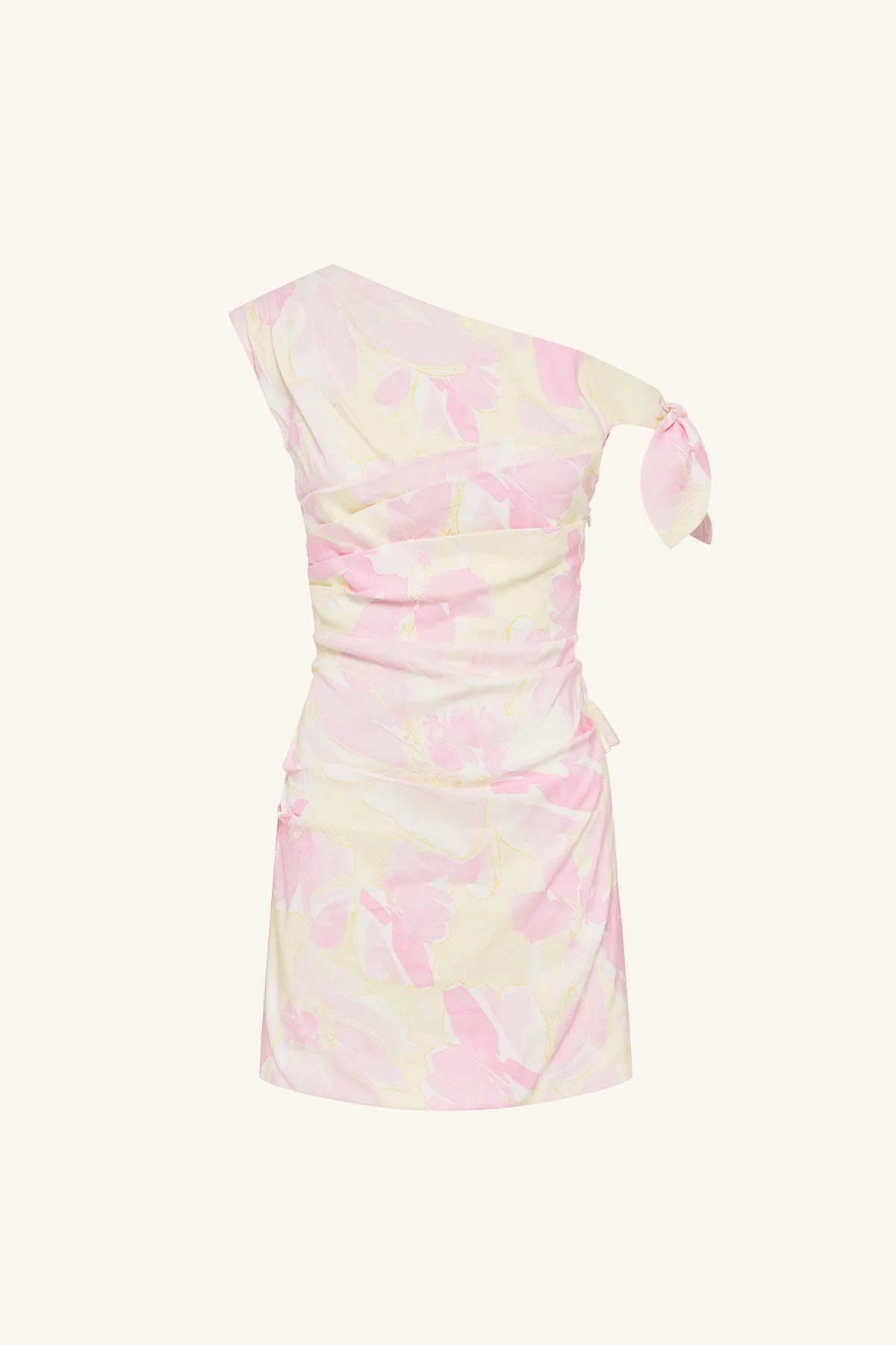 Addison Asymmetrical Tie Mini Dress - Blush