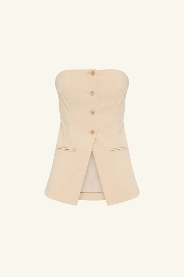 Lani Strapless Tailored Top - Rice