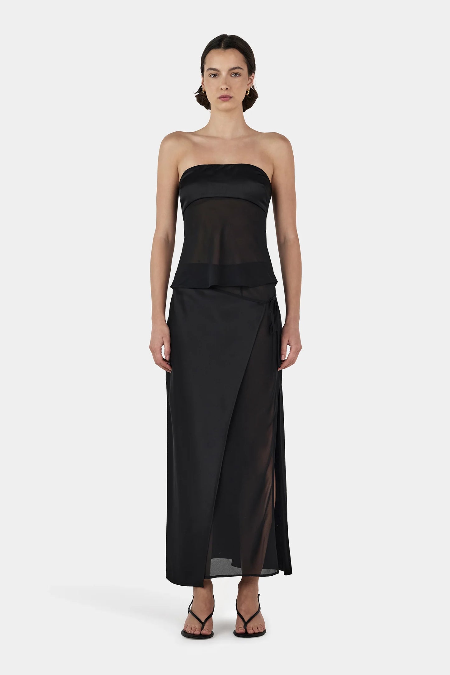 RICKY MIDI SKIRT - BLACK