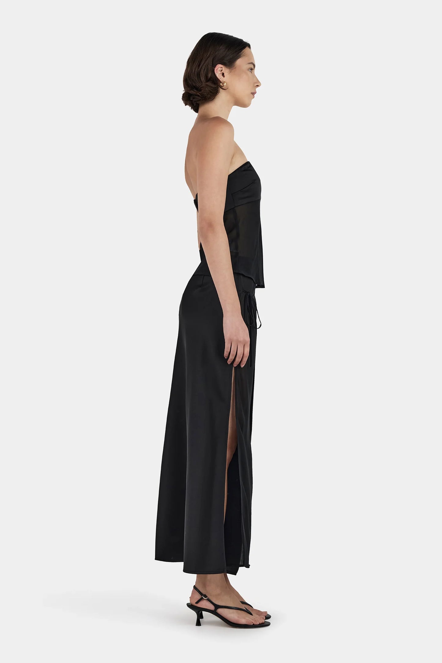 RICKY MIDI SKIRT - BLACK