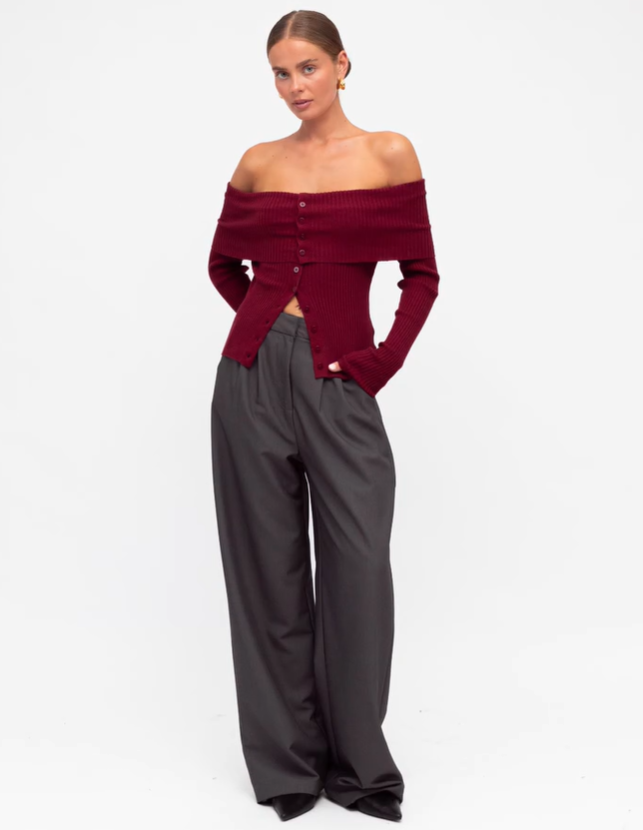 CHARCOAL TAILORED TROUSERS