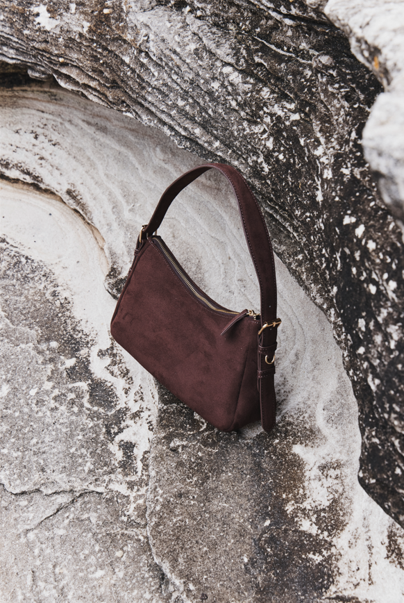 ALLEGRA SHOULDER BAG - CHOC SUEDE