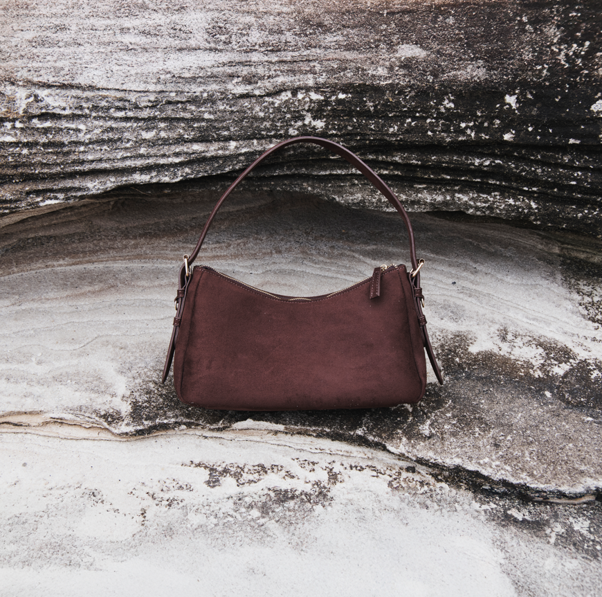 ALLEGRA SHOULDER BAG - CHOC SUEDE