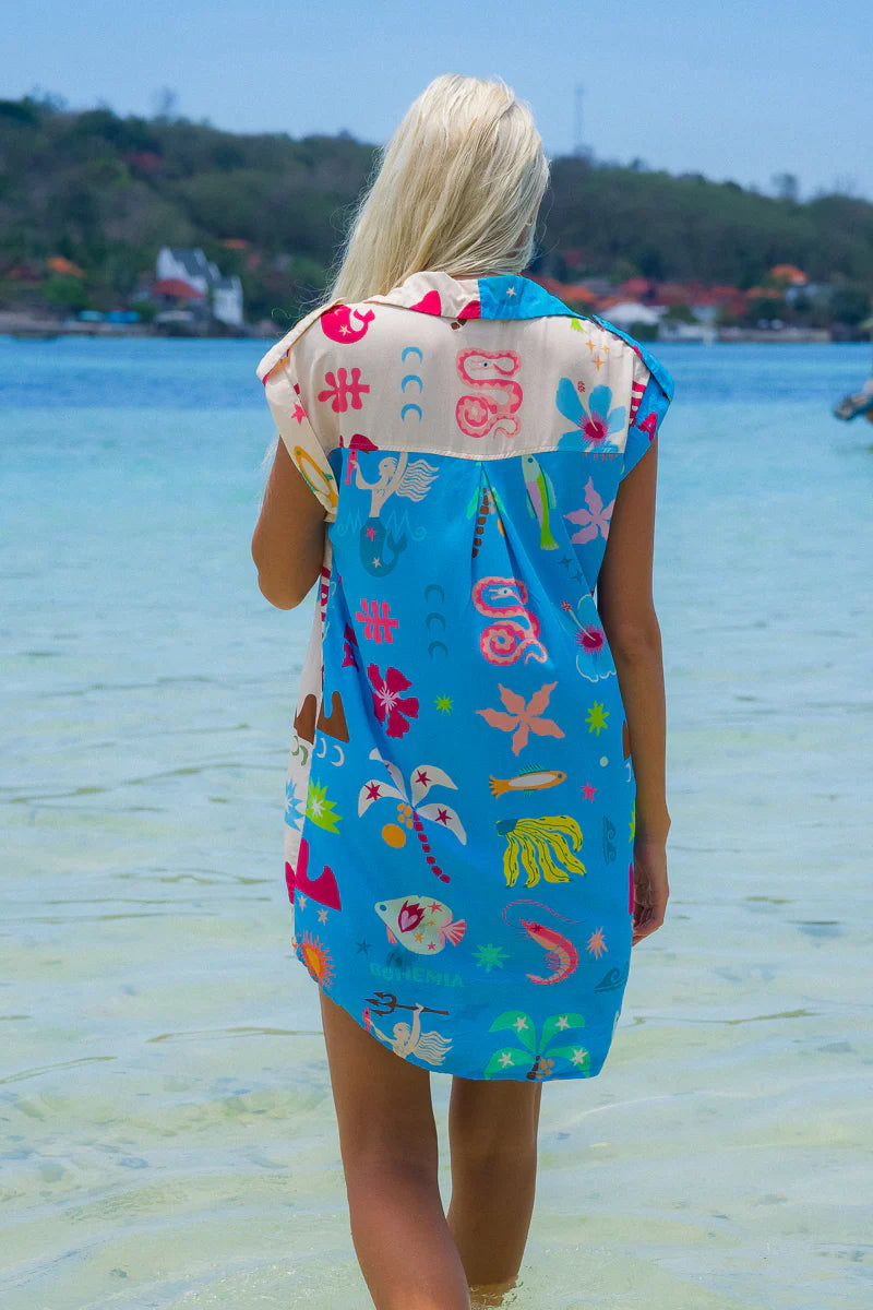 TROPICANA SHIRT DRESS W SHELL BELT