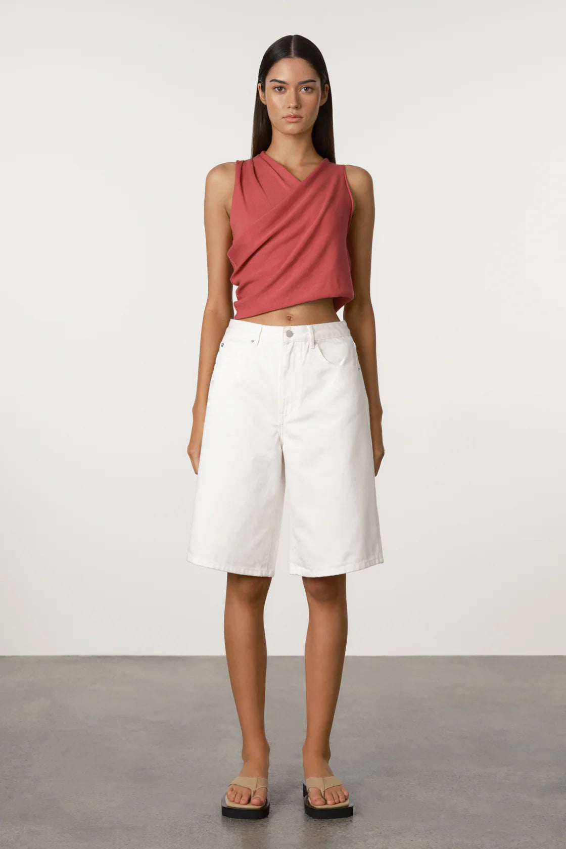 White Recycled Denim Walk Shorts