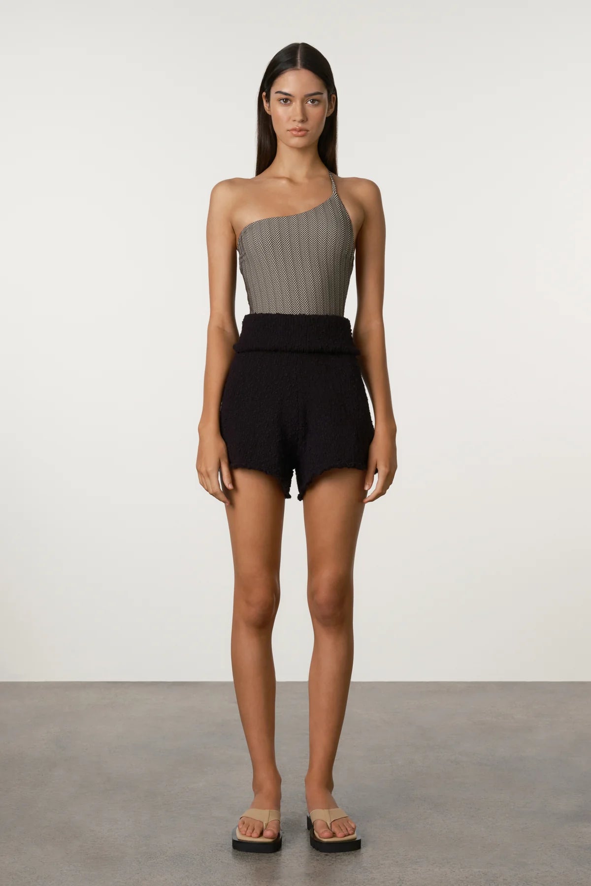 Black Boucle Knit Short
