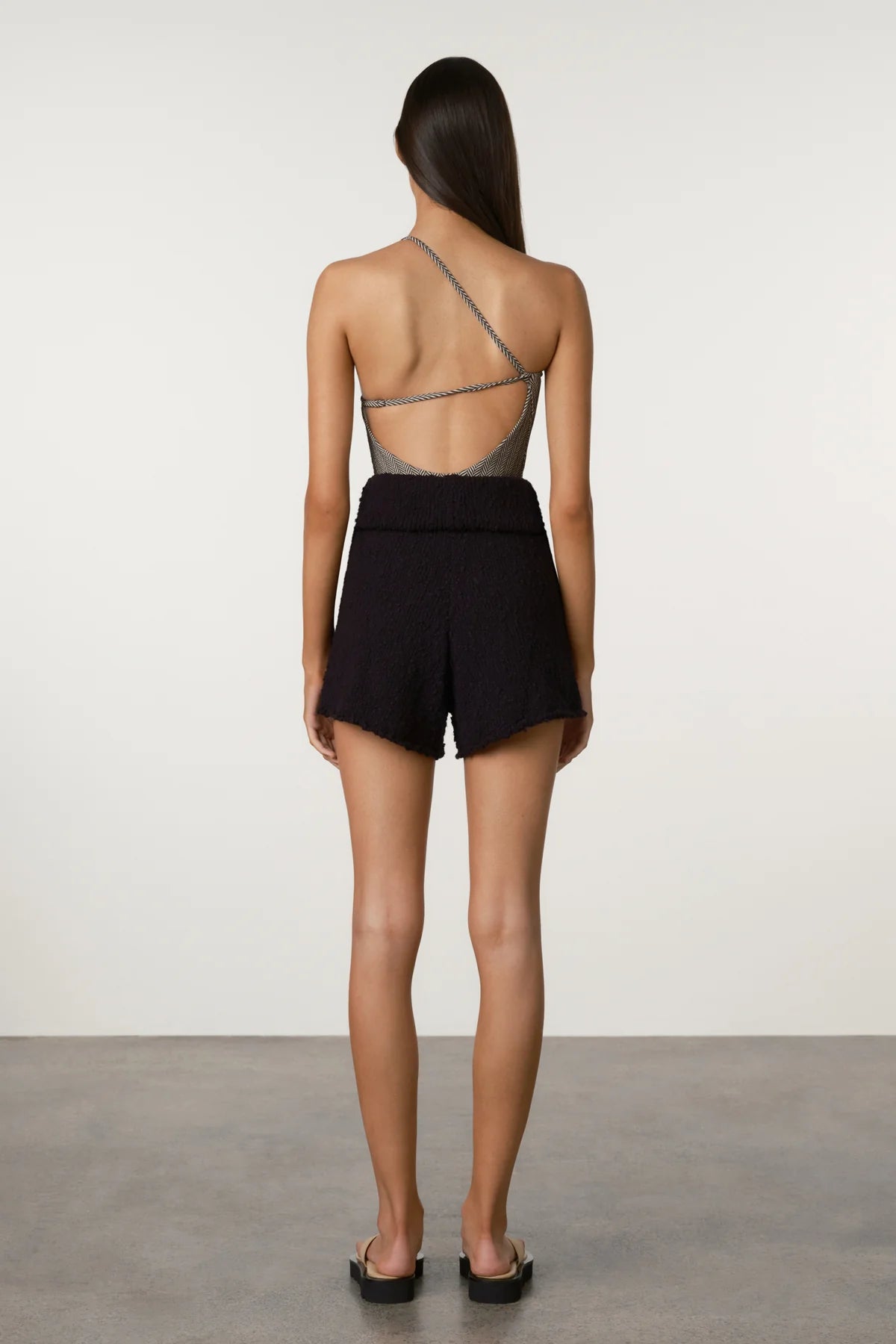 Black Boucle Knit Short