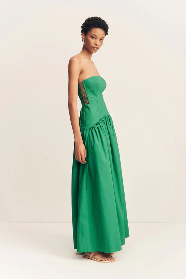 MAIORI LACE UP STRAPLESS DRESS