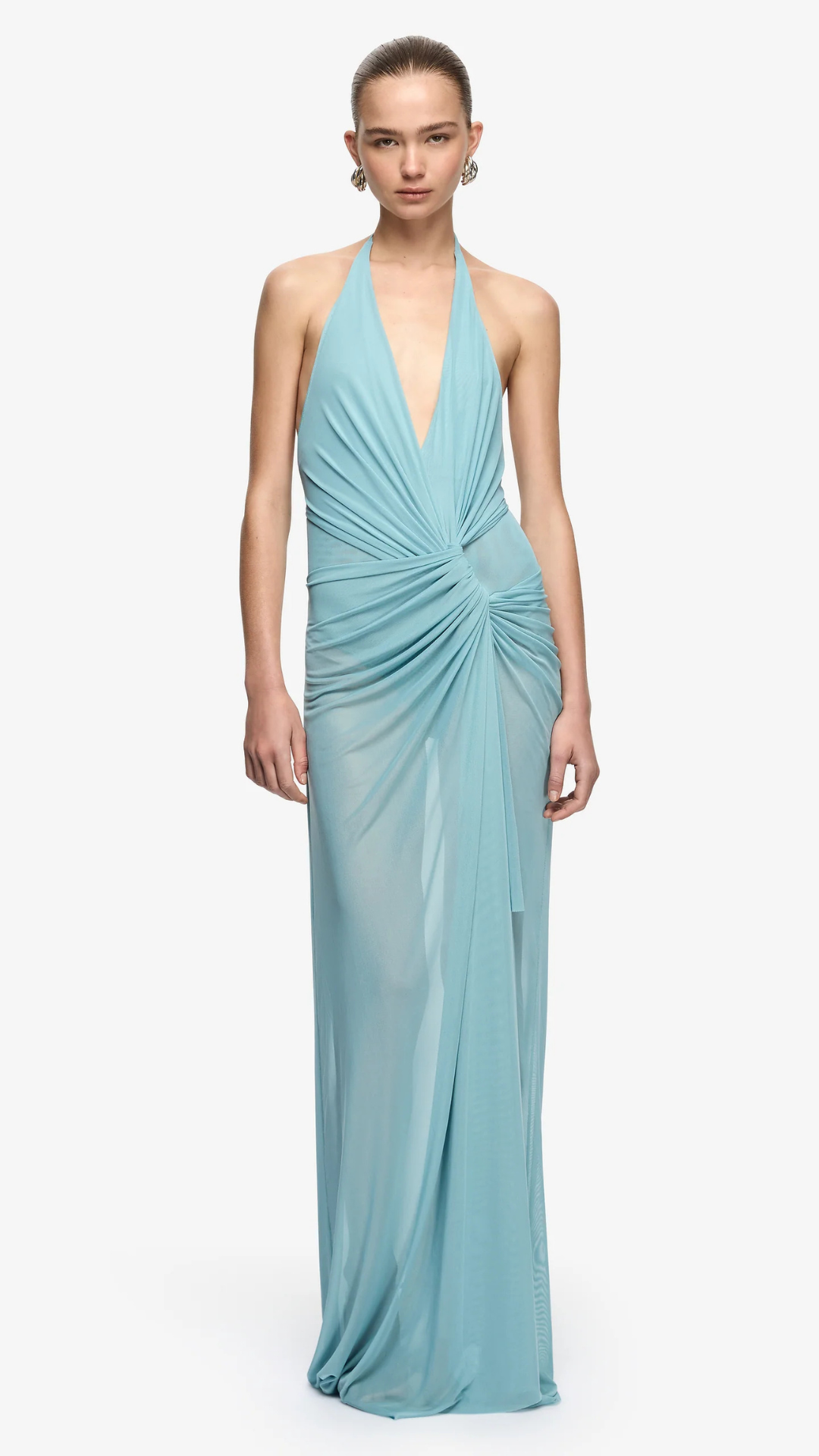XANTHI V NECK MAXI DRESS - BERMUDA BLUE