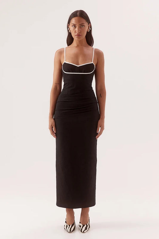 BRITTA DRESS - BLACK/CHALK
