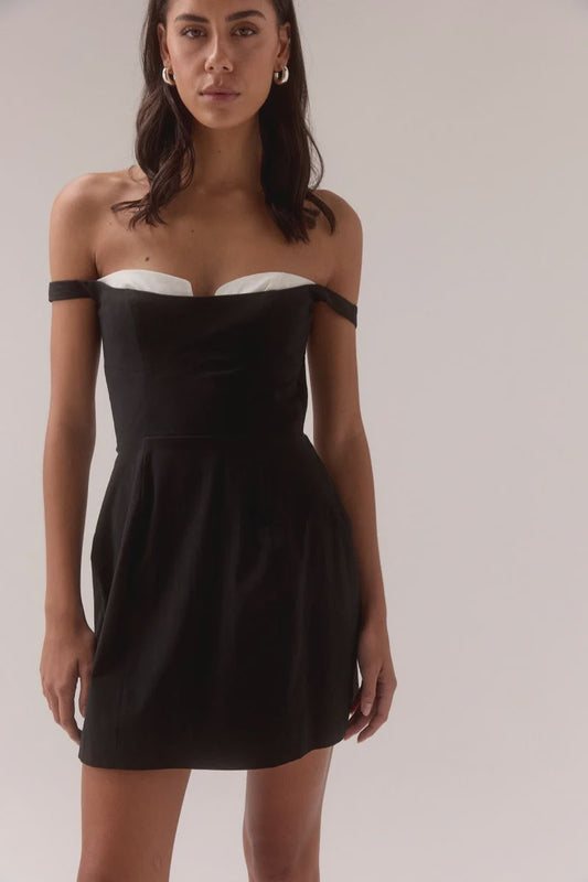 Lura Mini Dress - Black and White
