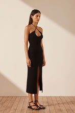Load image into Gallery viewer, SHONA JOY - EVE KEYHOLE MIDI DRESS BLACK
