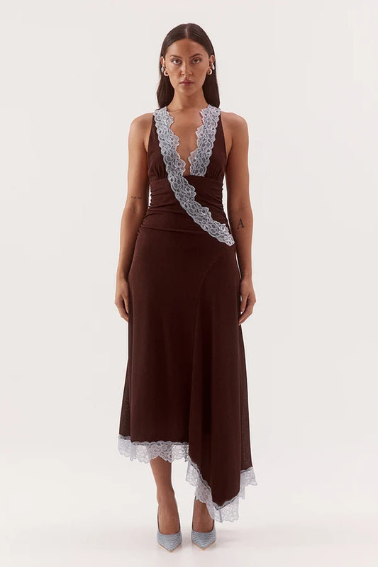 HARLOW DRESS - CHOC/SKY