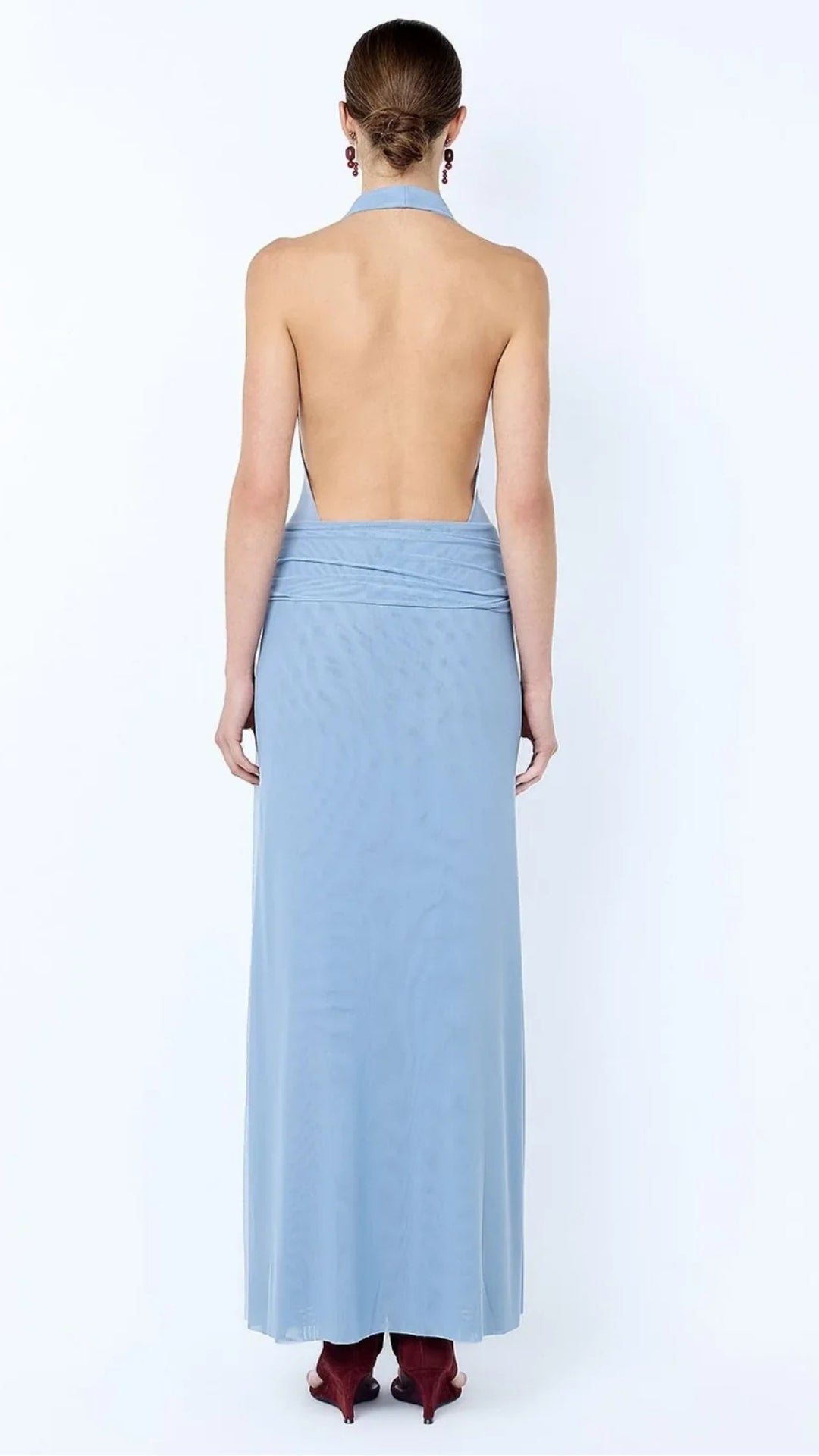 Juniper Halter Maxi Dress in Denim Blue