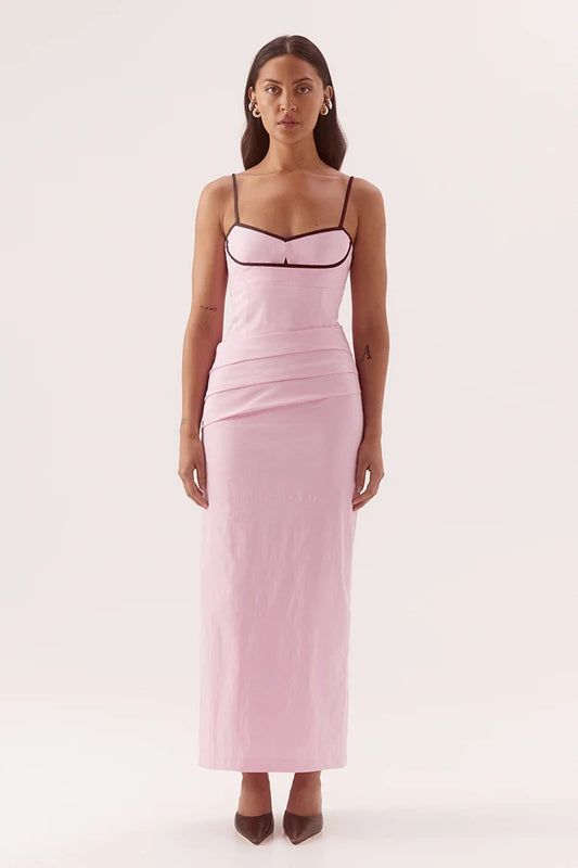 BRITTA DRESS - PEONY/CHOC