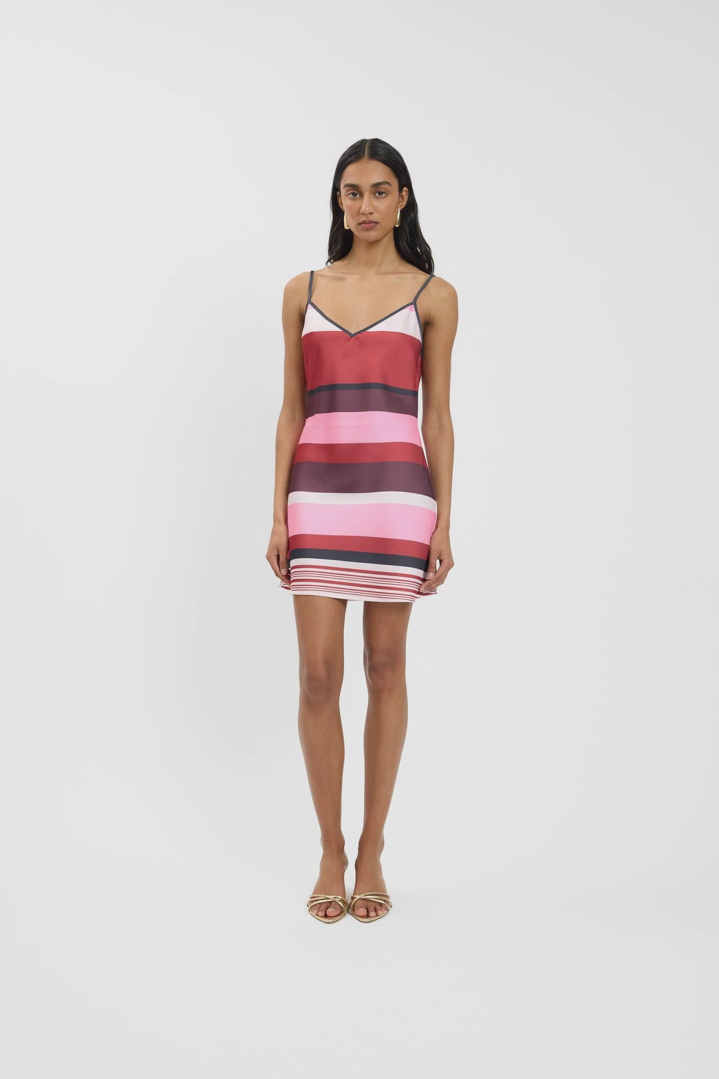 Bias Mini Dress - Fuchsia Stripe