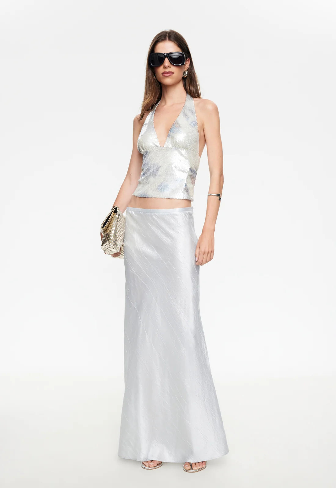 OPULENCE HALTER TOP - AQUA MIST