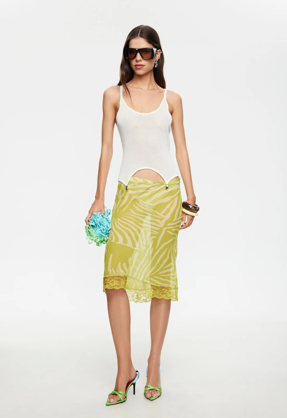 BABYDOLL MIDI SKIRT - CHARTREUSE