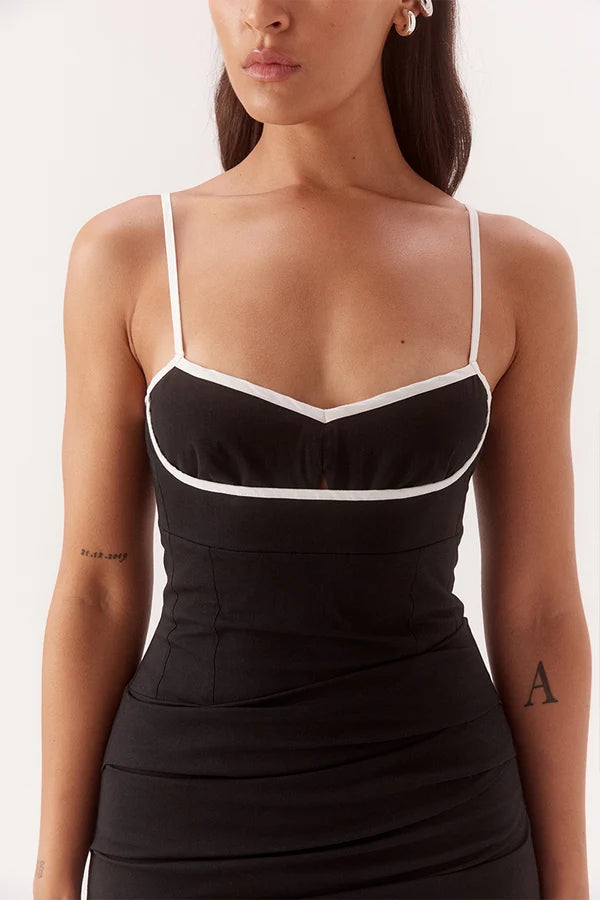BRITTA DRESS - BLACK/CHALK