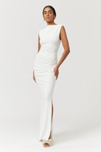Load image into Gallery viewer, SUBOO- JACQUI ROUCHED FRONT MIDI DRESS WHITE
