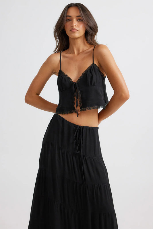 SNDYS - OPHELIA TIE UP CAMI - BLACK