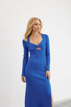 Load image into Gallery viewer, SOVERE - MESMERISE COMBO KNIT DRESS ROYAL
