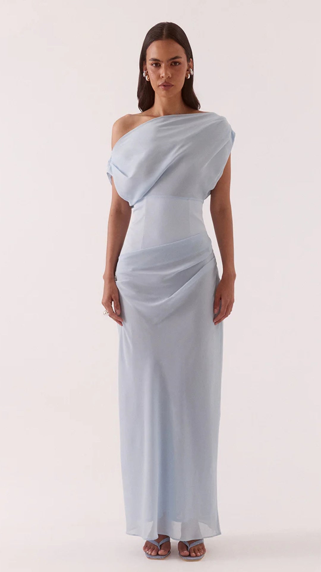 ADA OFF SHOULDER DRESS - WHISPER BLUE