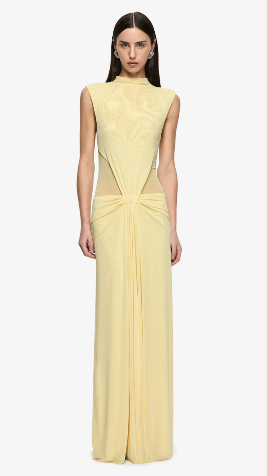 ODEA GATHERED MAXI DRESS - LEMON CREAM