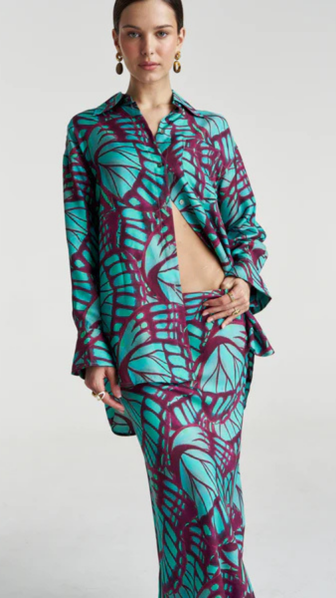 SLIP SKIRT-JADE BUTTERFLY