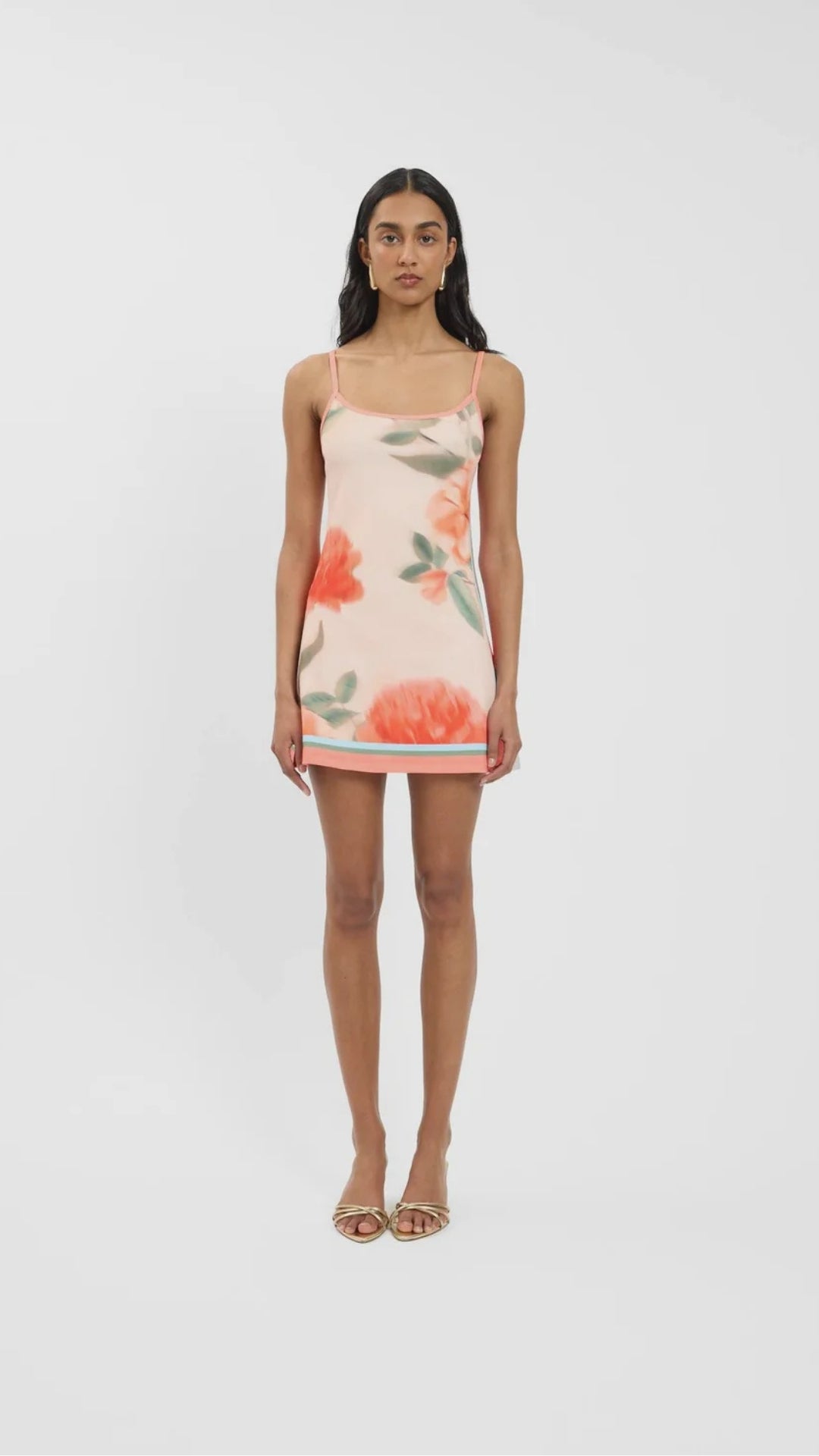 Fitted  Mini Dress Peach Floral