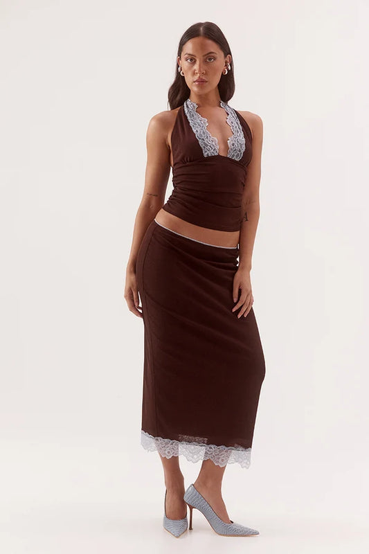 HARLOW TOP - CHOC/SKY