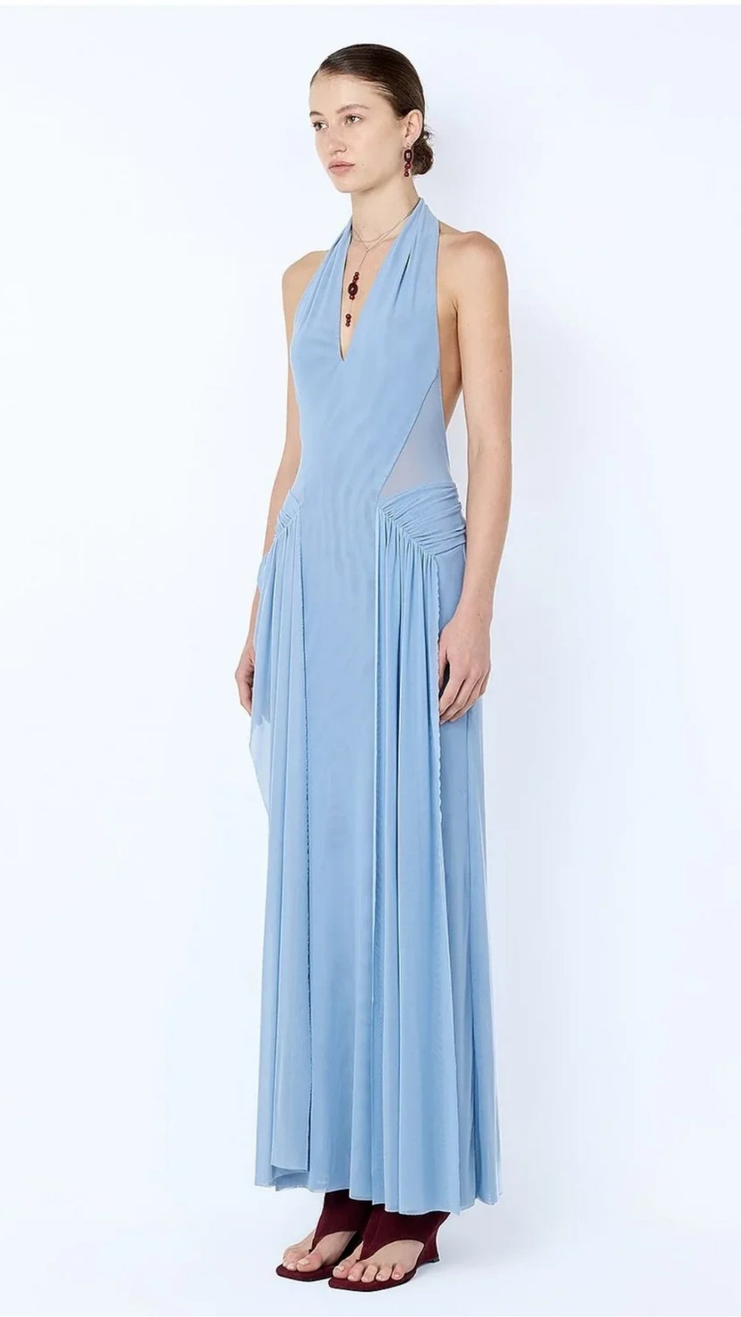 Juniper Halter Maxi Dress in Denim Blue