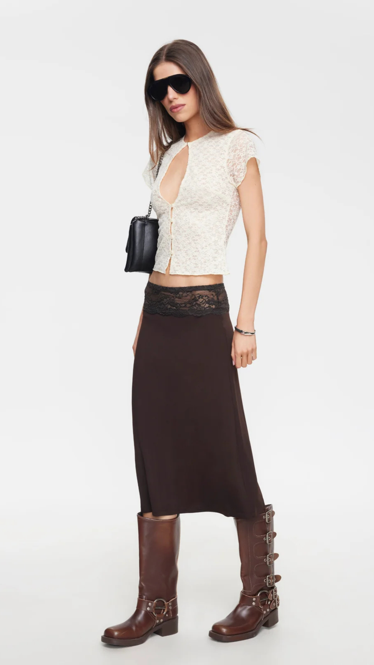 First Kiss Midi Skirt - Chocolate