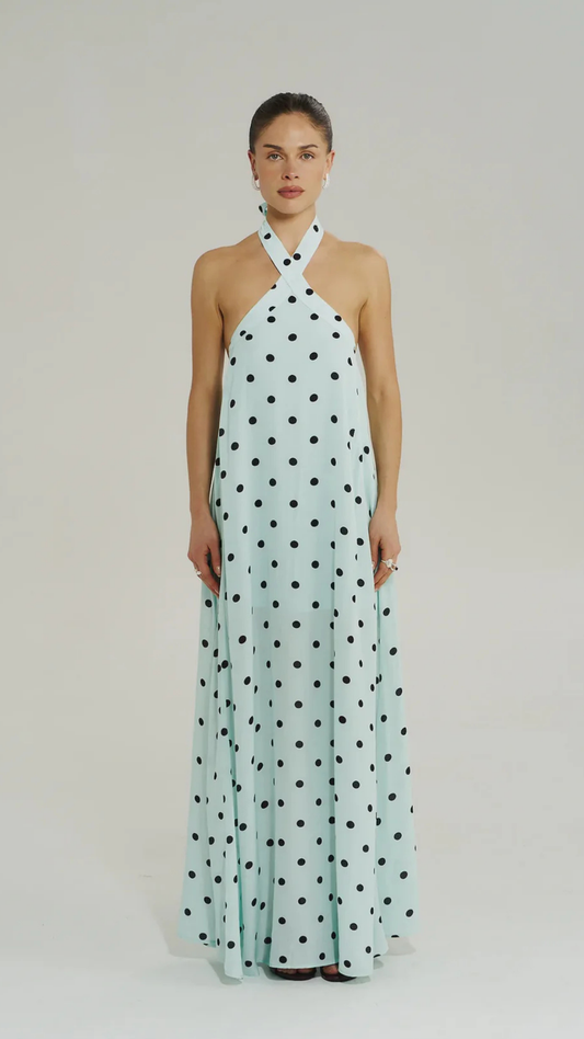 CROSS OVER HALTER MAXI DRESS